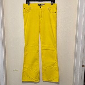 Roxy Jean Yellow Low Rise Flare Pants w/ Floral Pocket Design Junior Size 7